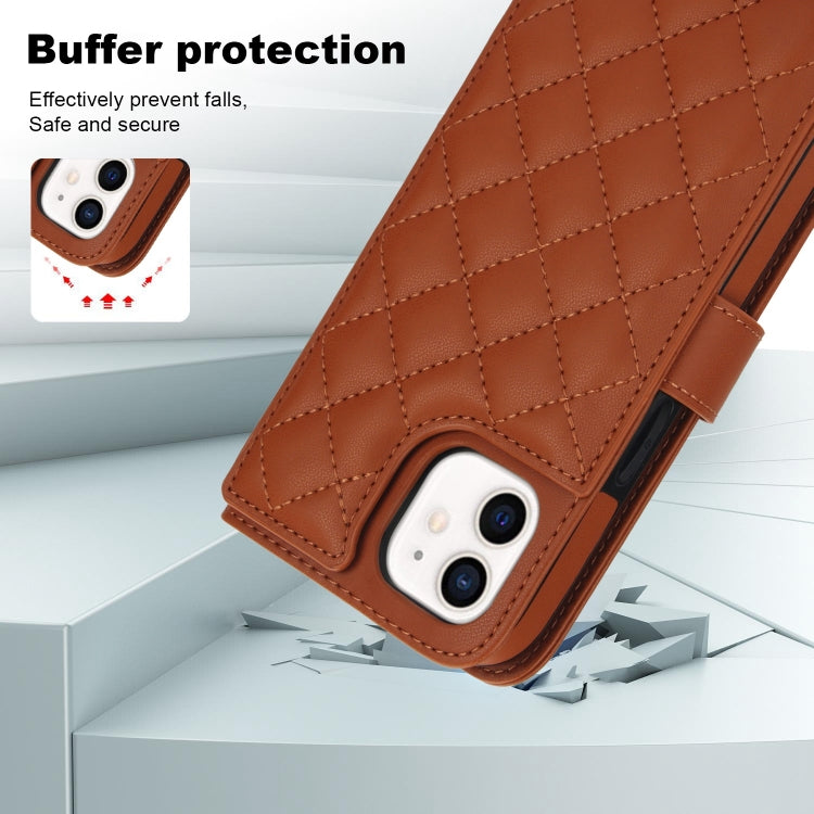 For iPhone 11 Crossbody Multifunction Rhombic Leather Phone Case