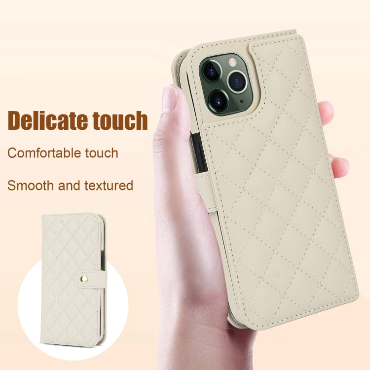 For iPhone 11 Pro Crossbody Multifunction Rhombic Leather Phone Case