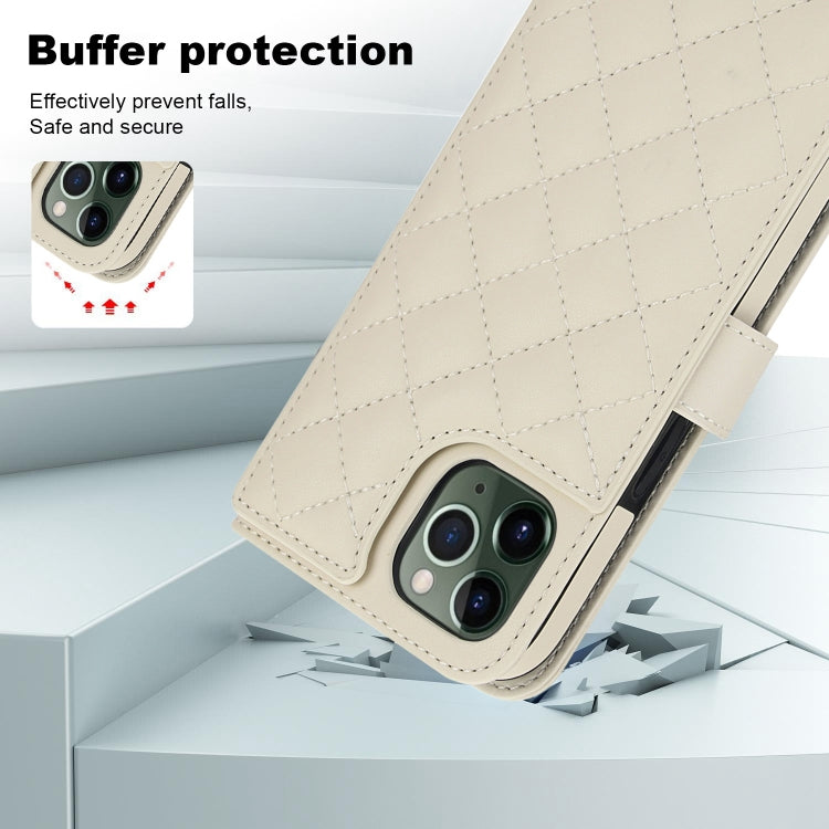 For iPhone 11 Pro Crossbody Multifunction Rhombic Leather Phone Case