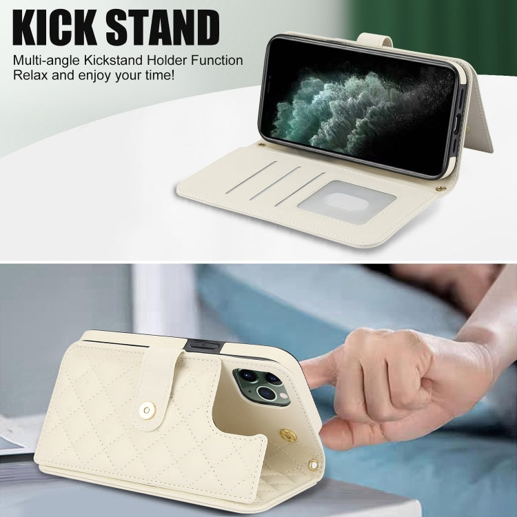 For iPhone 11 Pro Crossbody Multifunction Rhombic Leather Phone Case