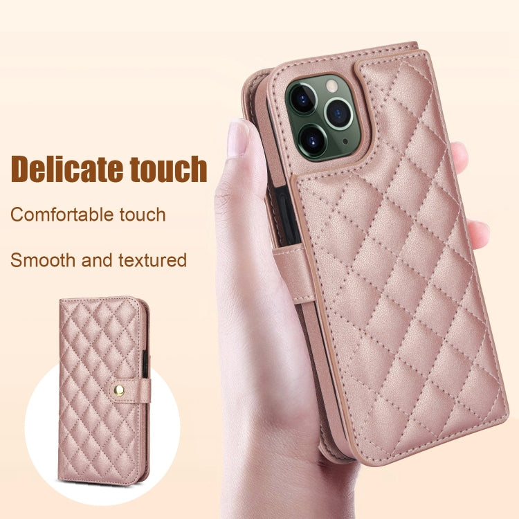 For iPhone 11 Pro Crossbody Multifunction Rhombic Leather Phone Case