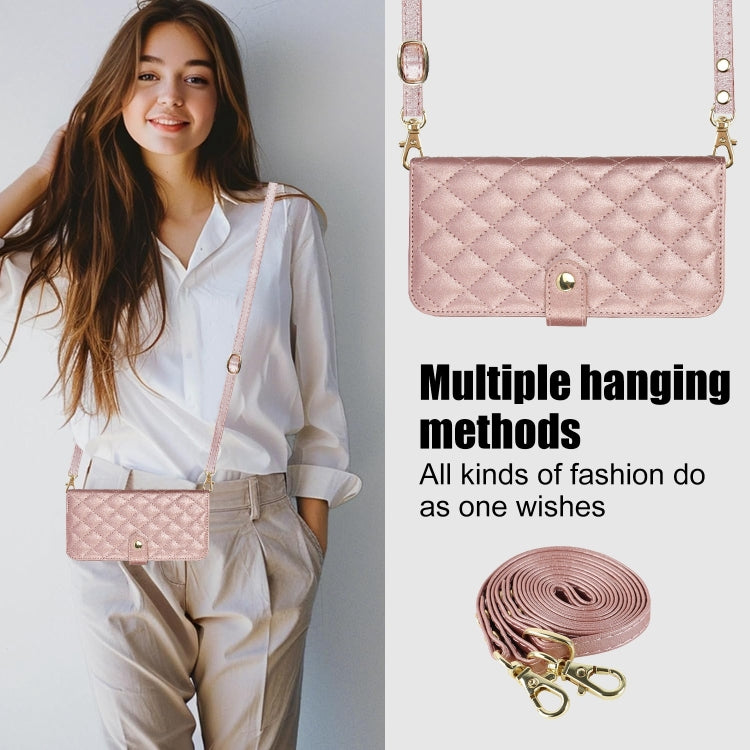 For iPhone 11 Pro Crossbody Multifunction Rhombic Leather Phone Case
