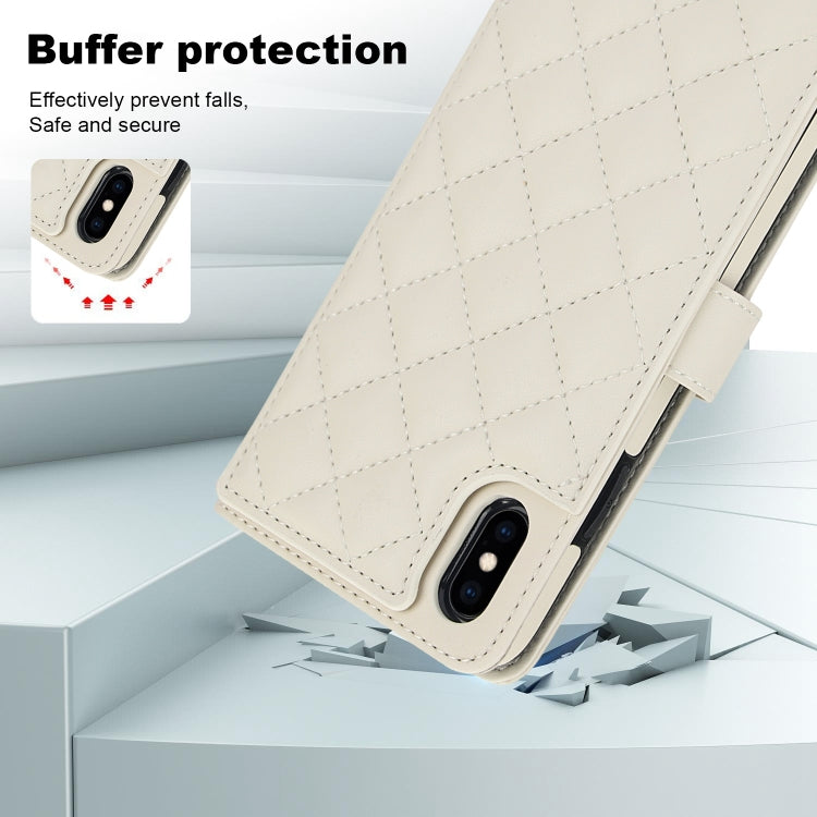 For iPhone X / XS Crossbody Multifunction Rhombic Leather Phone Case