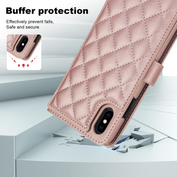 For iPhone X / XS Crossbody Multifunction Rhombic Leather Phone Case