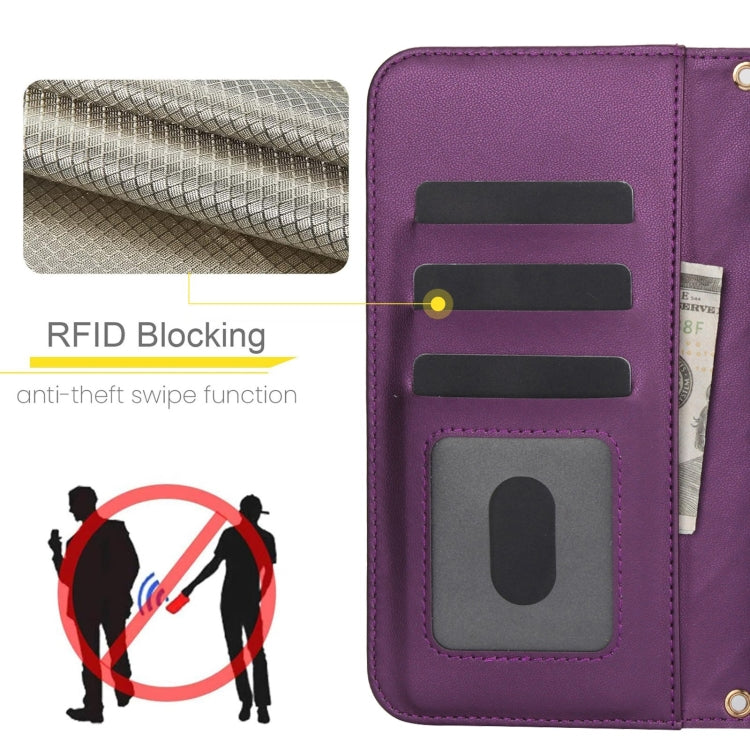 For iPhone X / XS Crossbody Multifunction Rhombic Leather Phone Case