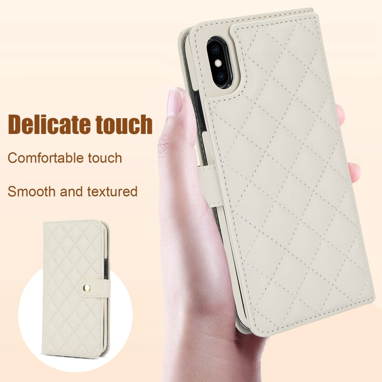 For iPhone XR Crossbody Multifunction Rhombic Leather Phone Case