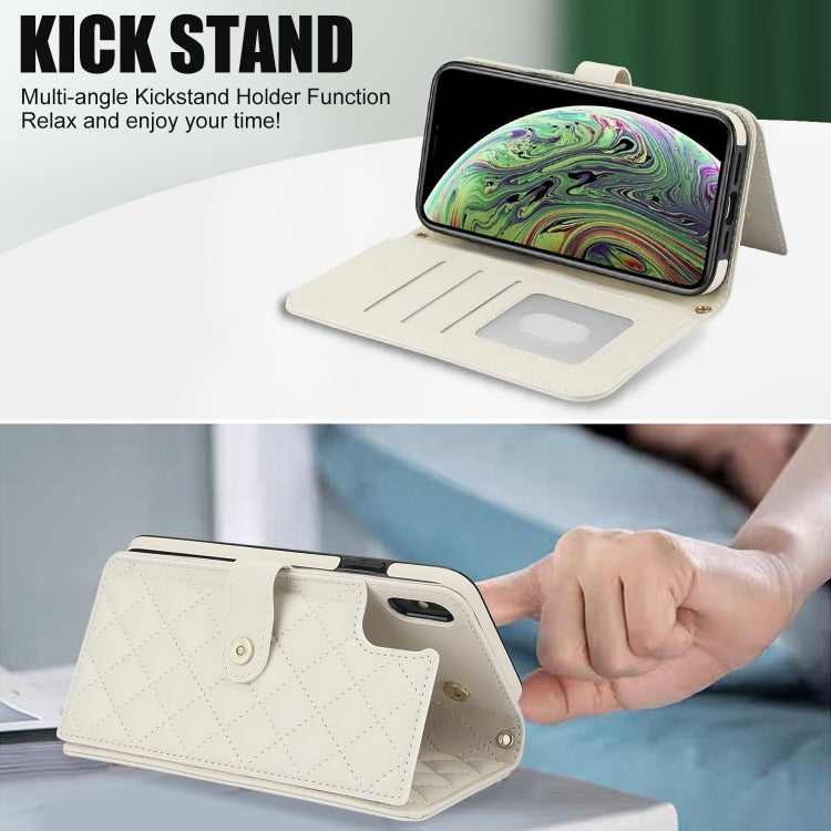 For iPhone XR Crossbody Multifunction Rhombic Leather Phone Case
