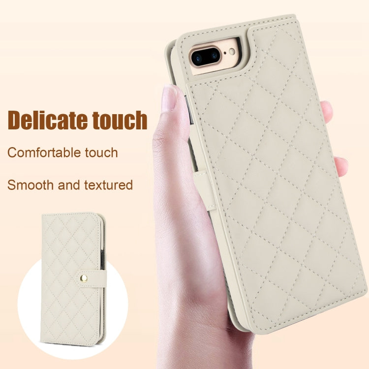 For iPhone 7 Plus / 8 Plus Crossbody Multifunction Rhombic Leather Phone Case