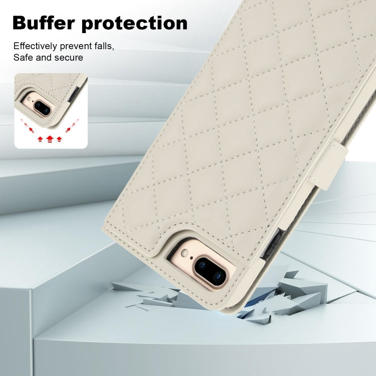 For iPhone 7 Plus / 8 Plus Crossbody Multifunction Rhombic Leather Phone Case