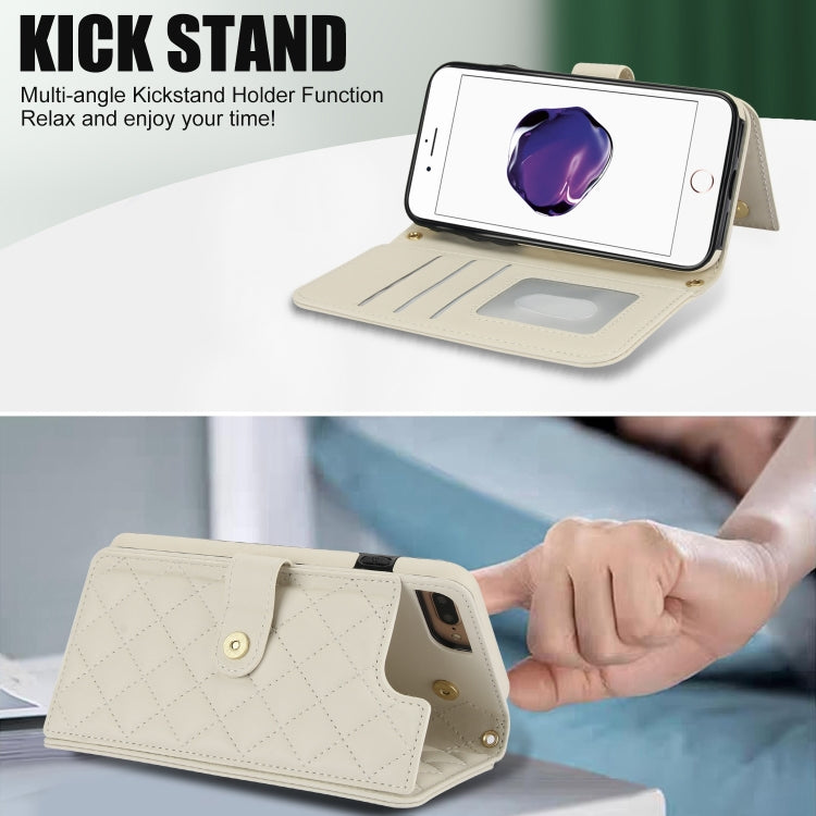For iPhone 7 Plus / 8 Plus Crossbody Multifunction Rhombic Leather Phone Case
