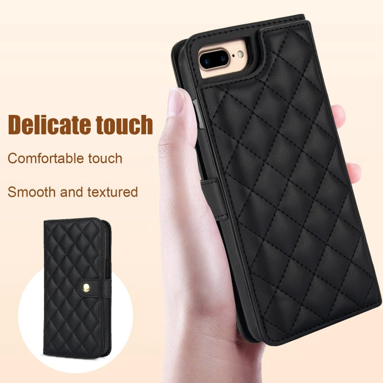 For iPhone 7 Plus / 8 Plus Crossbody Multifunction Rhombic Leather Phone Case