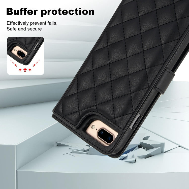 For iPhone 7 Plus / 8 Plus Crossbody Multifunction Rhombic Leather Phone Case