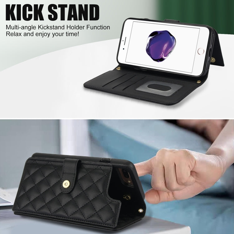 For iPhone 7 Plus / 8 Plus Crossbody Multifunction Rhombic Leather Phone Case