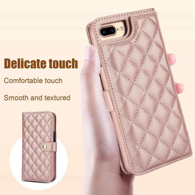For iPhone 7 Plus / 8 Plus Crossbody Multifunction Rhombic Leather Phone Case