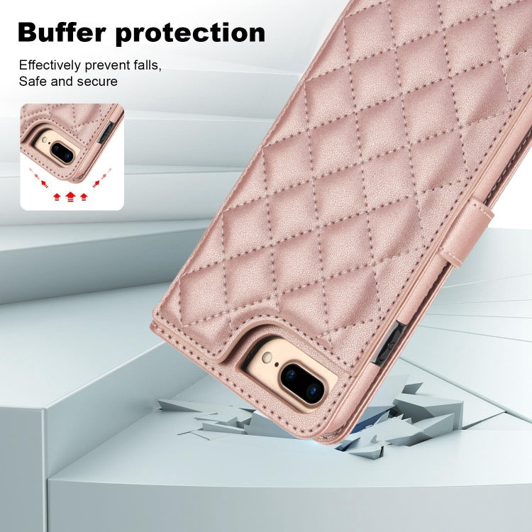 For iPhone 7 Plus / 8 Plus Crossbody Multifunction Rhombic Leather Phone Case