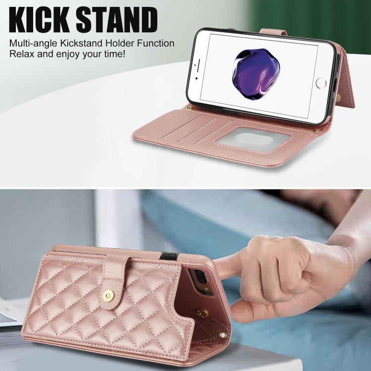 For iPhone 7 Plus / 8 Plus Crossbody Multifunction Rhombic Leather Phone Case