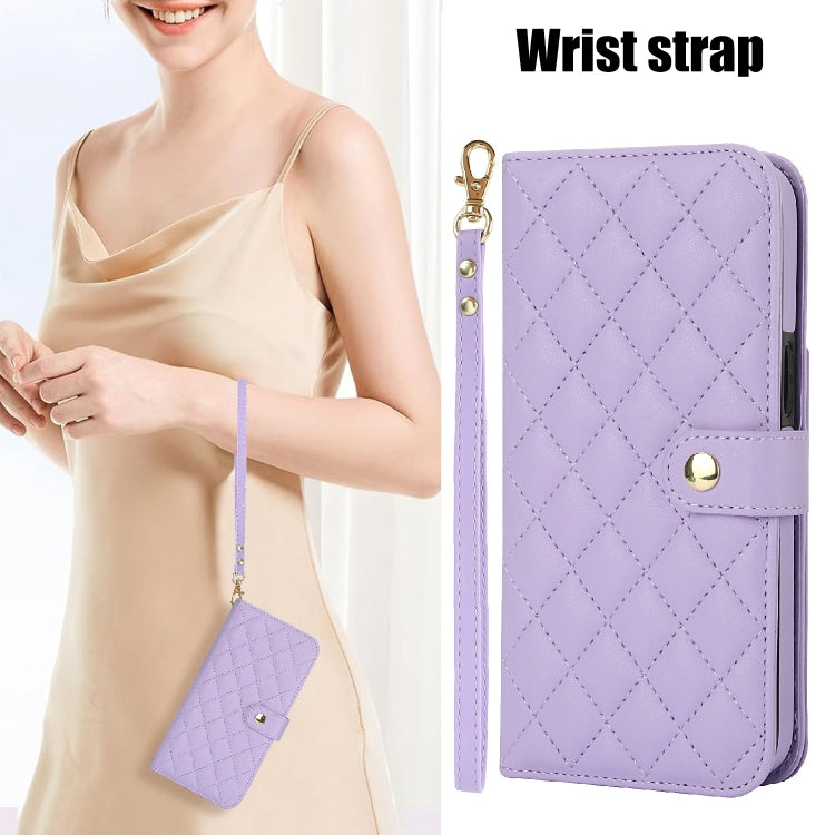 For iPhone 7 Plus / 8 Plus Crossbody Multifunction Rhombic Leather Phone Case