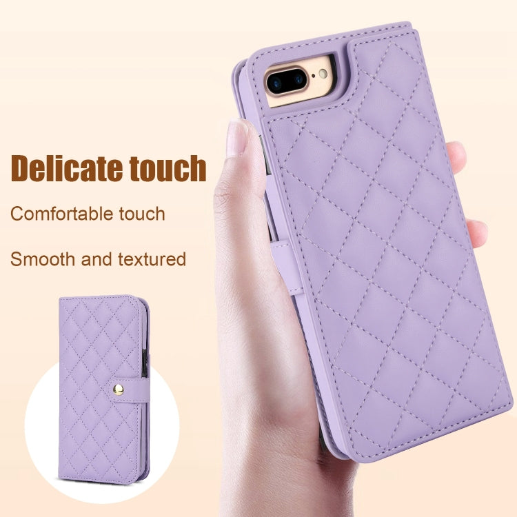 For iPhone 7 Plus / 8 Plus Crossbody Multifunction Rhombic Leather Phone Case