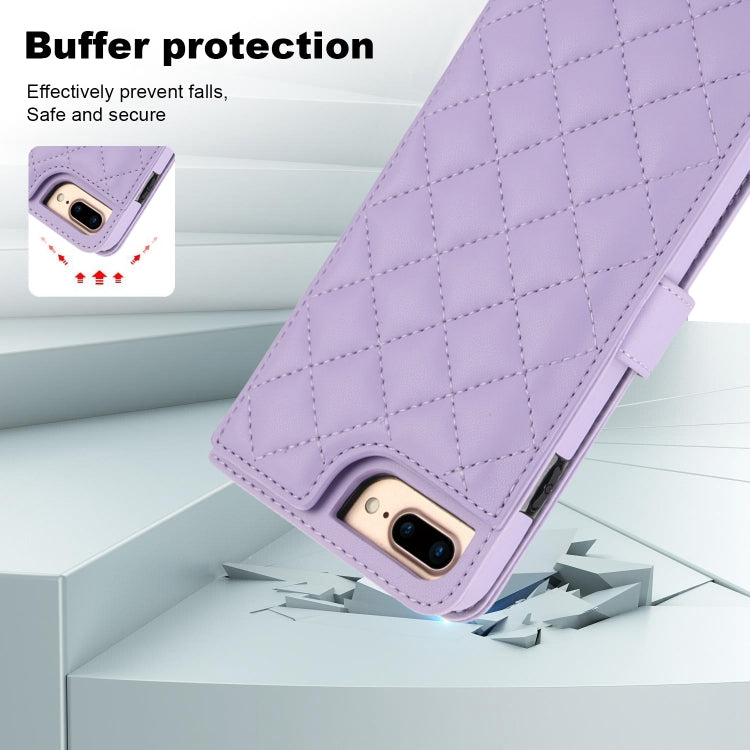 For iPhone 7 Plus / 8 Plus Crossbody Multifunction Rhombic Leather Phone Case
