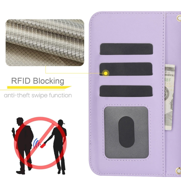 For iPhone 16 Pro Crossbody Multifunction Rhombic Leather Phone Case