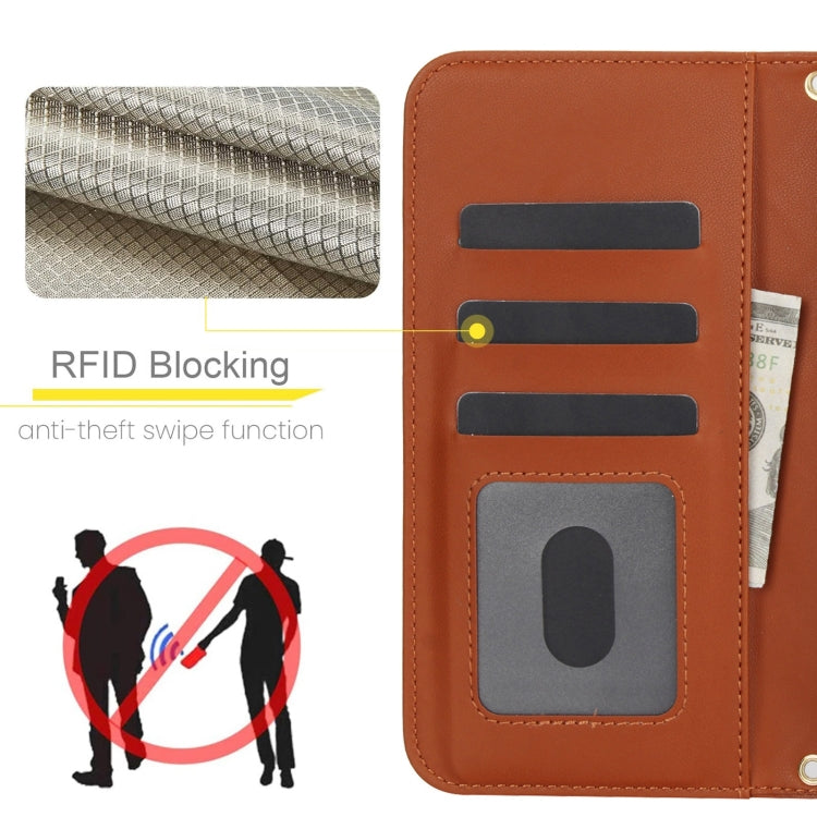 For iPhone 16 Pro Crossbody Multifunction Rhombic Leather Phone Case