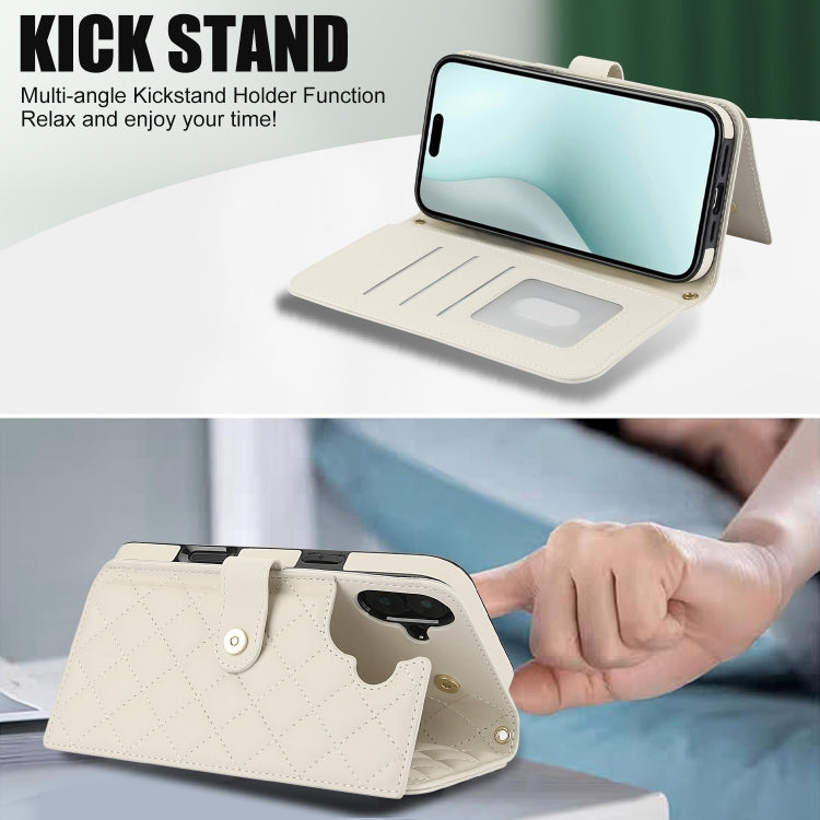 For iPhone 16 Crossbody Multifunction Rhombic Leather Phone Case