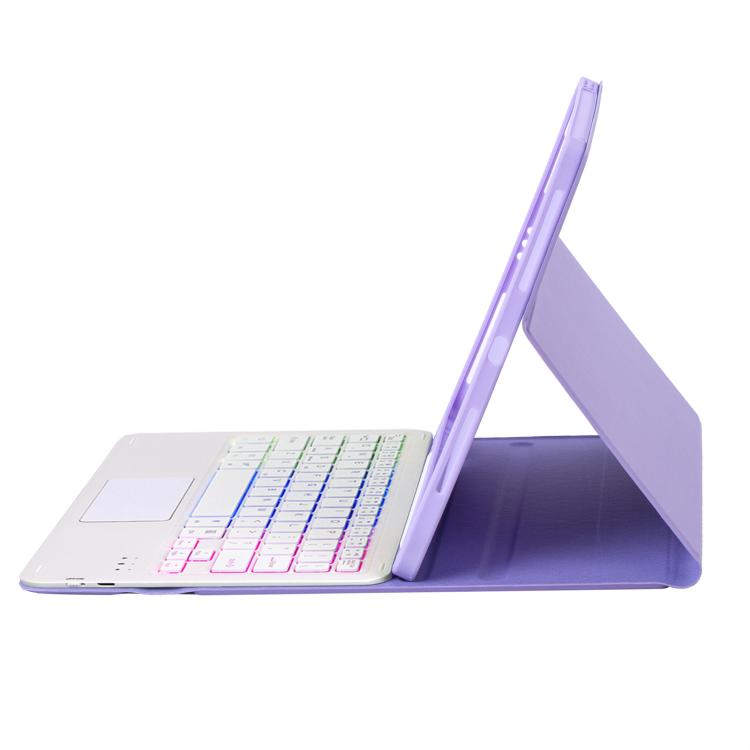 For iPad Pro 11 2024 A13B-AS Lambskin Texture Backlight Bluetooth Touch Keyboard Leather Tablet Case with Pen Slot