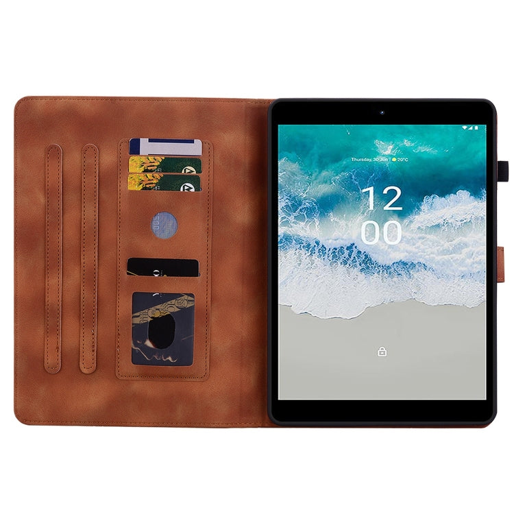 For Nokia T21 Lily Embossed Leather Tablet Case