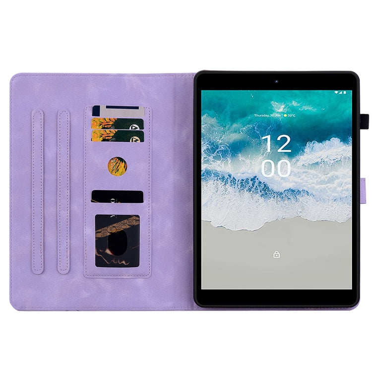 For Nokia T21 Lily Embossed Leather Tablet Case