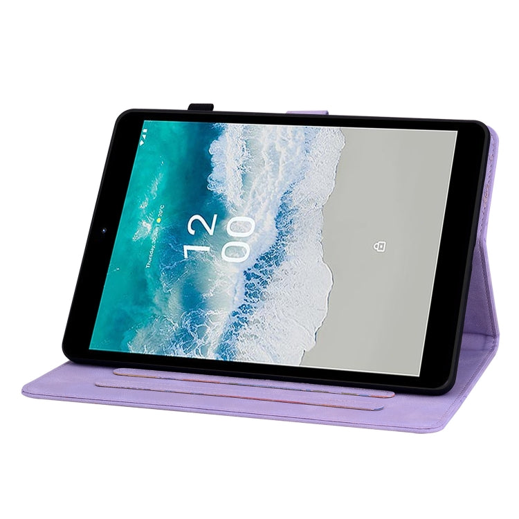 For Nokia T21 Lily Embossed Leather Tablet Case