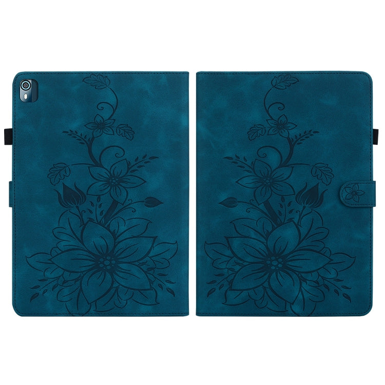 For Nokia T21 Lily Embossed Leather Tablet Case