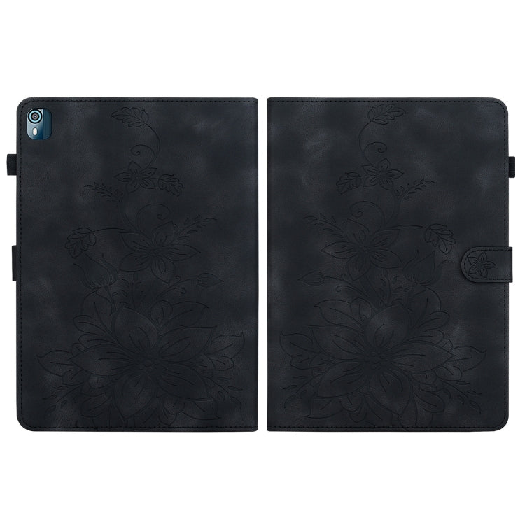 For Nokia T21 Lily Embossed Leather Tablet Case