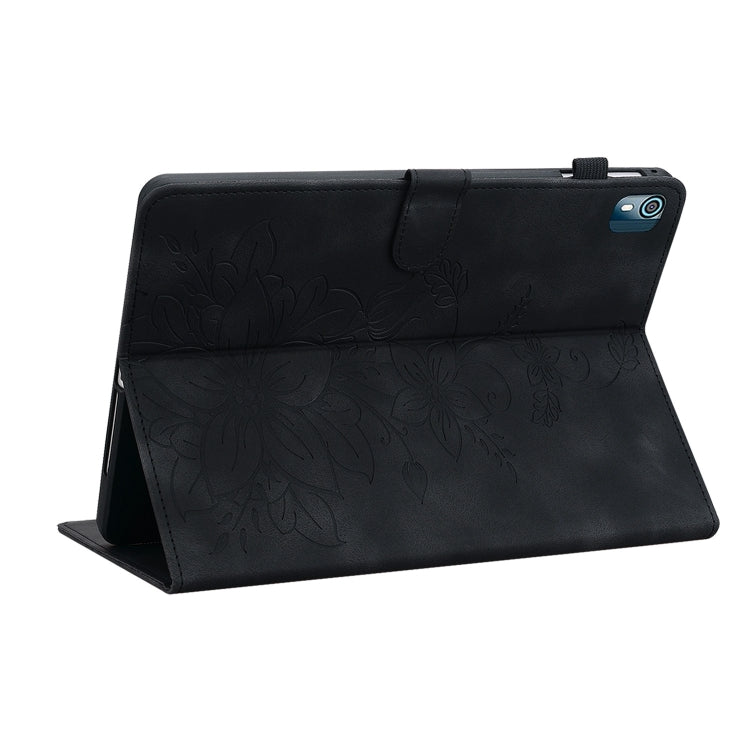 For Nokia T21 Lily Embossed Leather Tablet Case