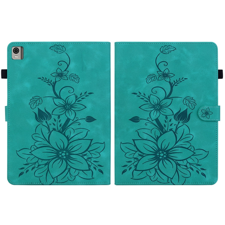 For Nokia T10 Lily Embossed Leather Tablet Case