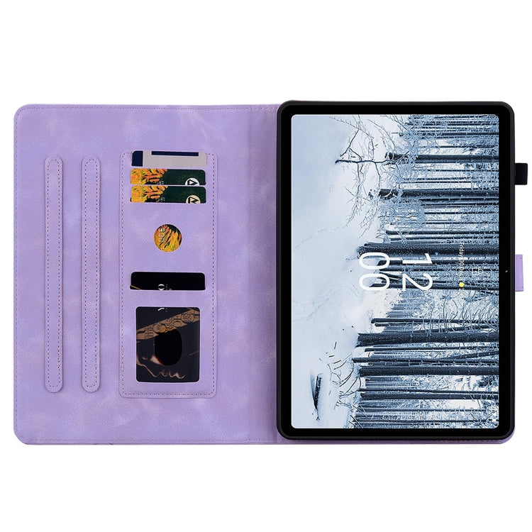 For Nokia T10 Lily Embossed Leather Tablet Case