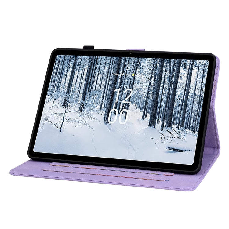 For Nokia T10 Lily Embossed Leather Tablet Case