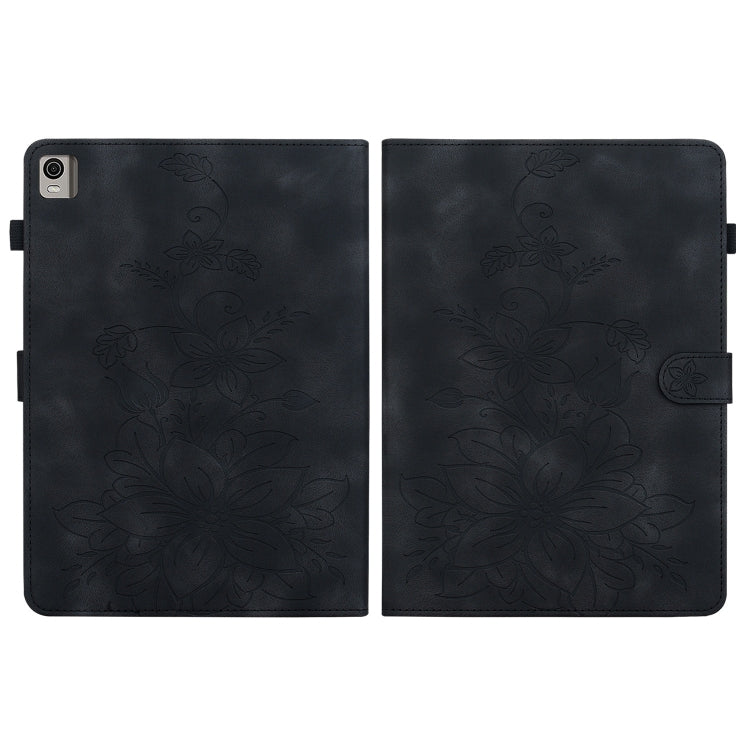 For Nokia T10 Lily Embossed Leather Tablet Case