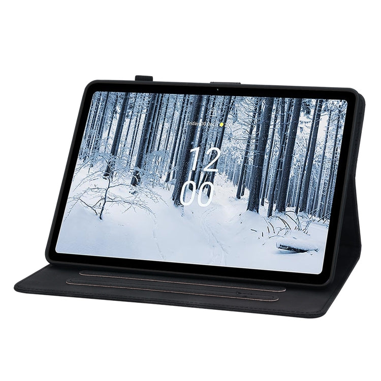For Nokia T10 Lily Embossed Leather Tablet Case