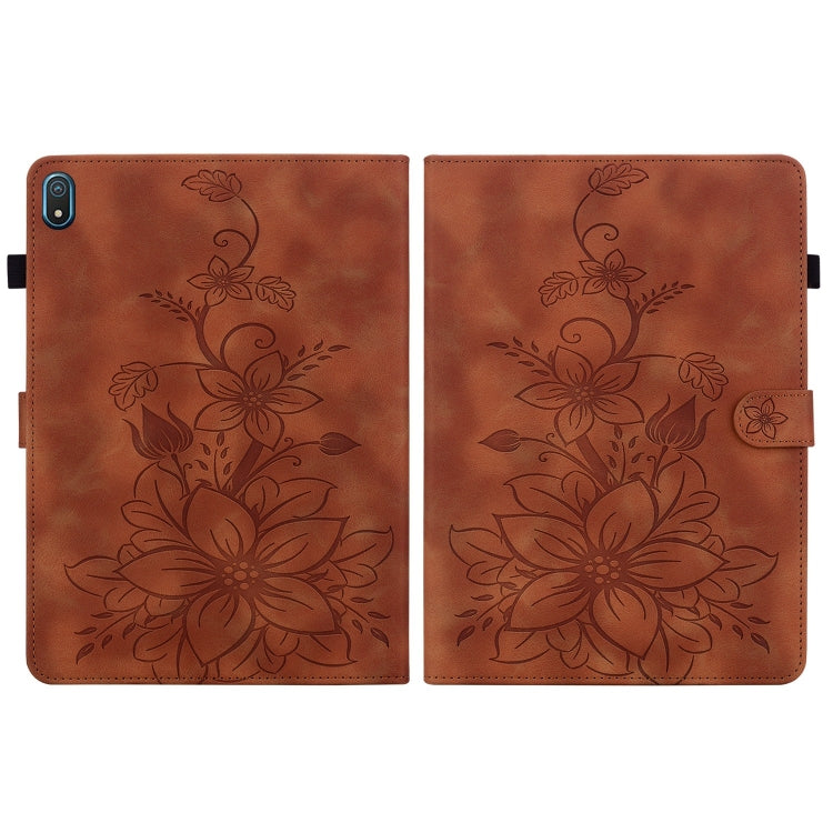 For Nokia T20 10.4 2021 Lily Embossed Leather Tablet Case
