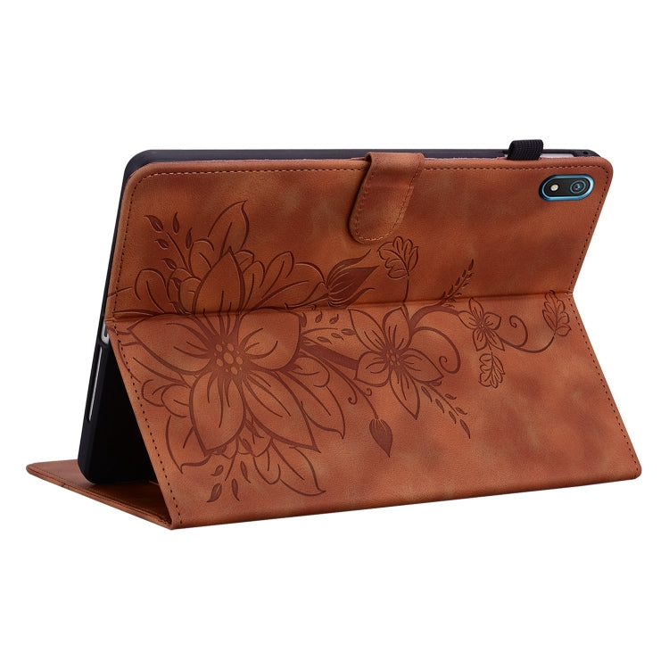 For Nokia T20 10.4 2021 Lily Embossed Leather Tablet Case