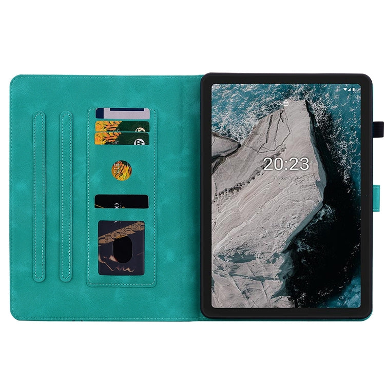 For Nokia T20 10.4 2021 Lily Embossed Leather Tablet Case