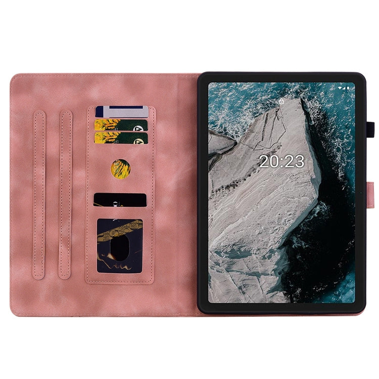 For Nokia T20 10.4 2021 Lily Embossed Leather Tablet Case
