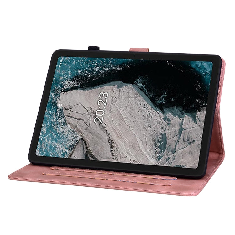 For Nokia T20 10.4 2021 Lily Embossed Leather Tablet Case