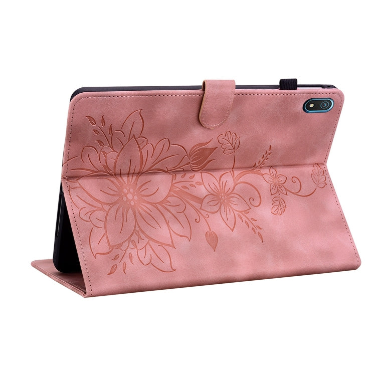 For Nokia T20 10.4 2021 Lily Embossed Leather Tablet Case
