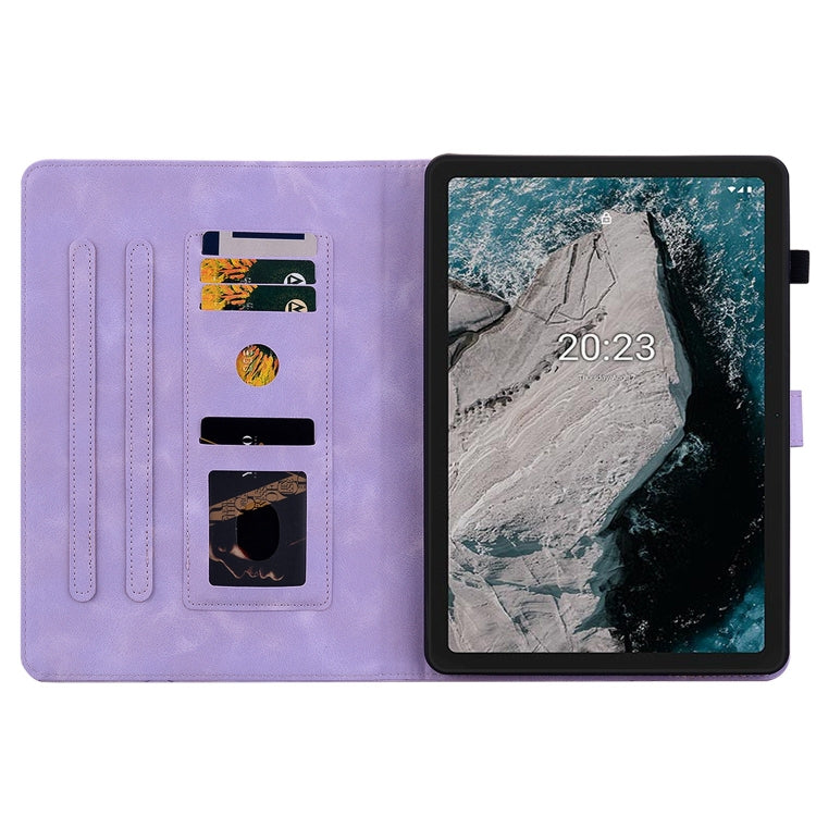 For Nokia T20 10.4 2021 Lily Embossed Leather Tablet Case
