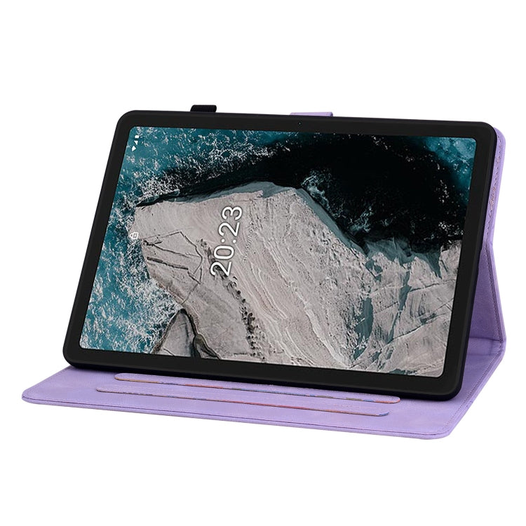 For Nokia T20 10.4 2021 Lily Embossed Leather Tablet Case
