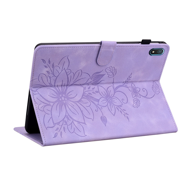 For Nokia T20 10.4 2021 Lily Embossed Leather Tablet Case