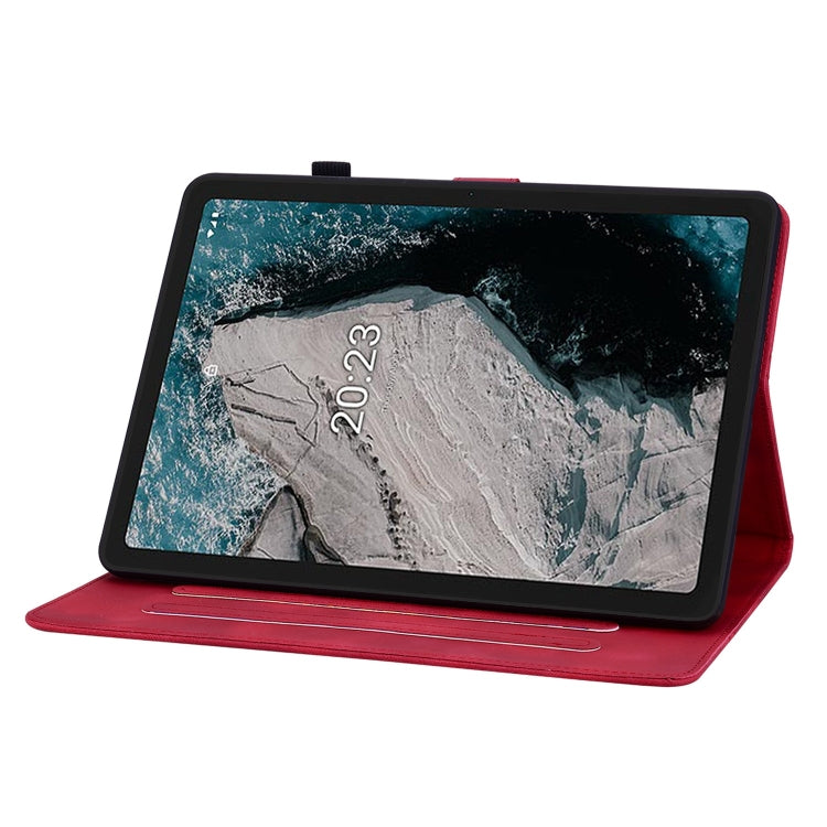 For Nokia T20 10.4 2021 Lily Embossed Leather Tablet Case