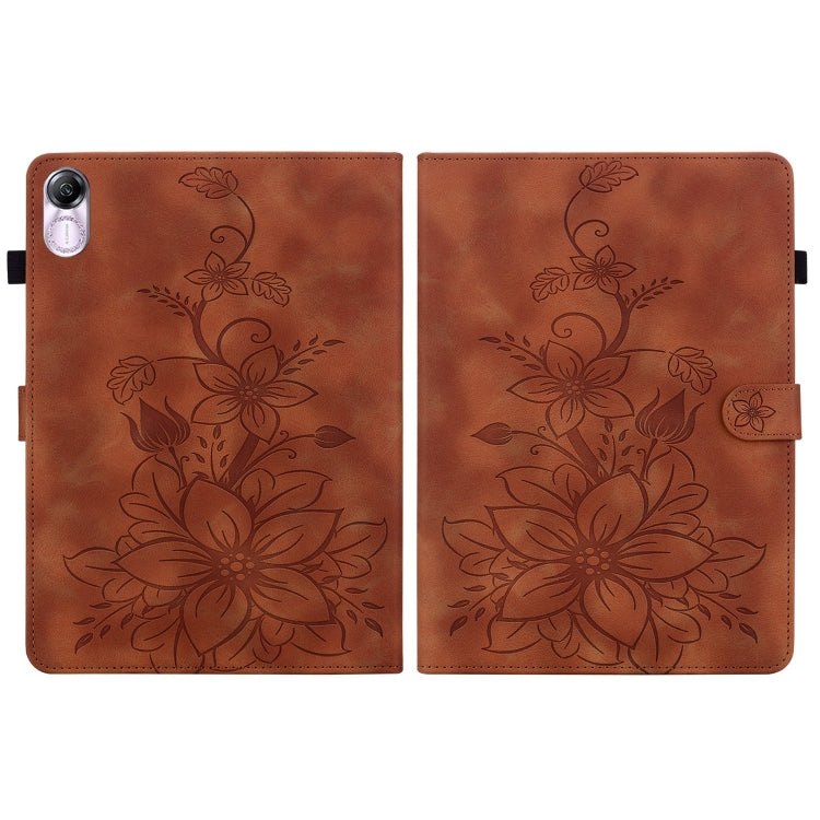 For Honor Pad X8 Pro / X9 2023 Lily Embossed Leather Tablet Case