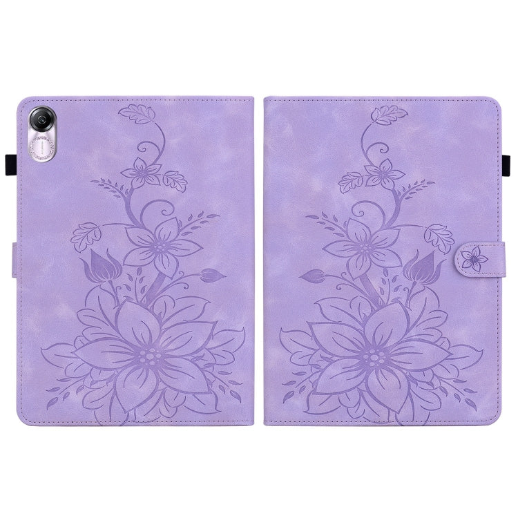 For Honor Pad X8 Pro / X9 2023 Lily Embossed Leather Tablet Case